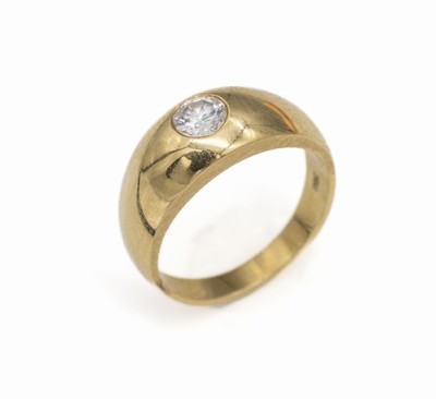18 kt Gold Diamant-Bandring, GG 750/000, Diamant 0.50 ct Weiß-l.get.Weiß/si, RW 55, ca 8.8 g