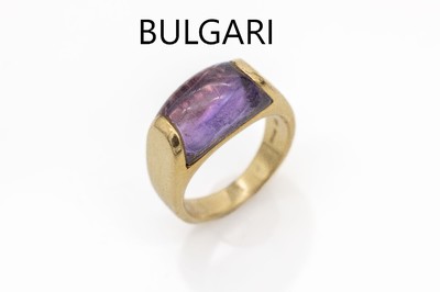 18 kt Gold BULGARI Amethyst-Ring, GG 750/000, Amethysteinlage ca. 2.0 ct, sign., RW52, ca. 9.4 g