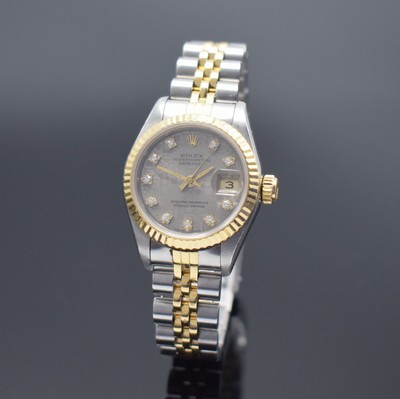 ROLEX Datejust Damenarmbanduhr in Stahl/Gold Referenz 69173, Schweiz um 1986, Automatik, verschr. Oystergeh., orig. Jubileeband Ref. 62523D.18, ...
