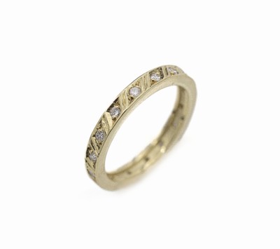 14 kt Gold Brillant-Memoryring, GG 585/000,umlaufend mit Brillanten zus. ca. 0.30 ct Weiß/si, RW 55.5