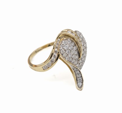 14 kt Gold Brillant-Ring, GG 585/000 z.T. rhod., Brillanten zus. ca. 1.00 ct Weiß/si, RW57, ca. 3.6 g