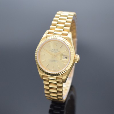 ROLEX Damenarmbanduhr Oyster Perpetual Datejust Referenz 69178, Automatik, Chronometer der Superlative in GG 750/000 inkl. Präsidentband, Boden & ...