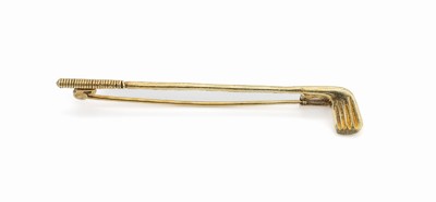 14 kt Gold Brosche "Golfschläger", GG 585/000, vollplastischer Schläger, L. ca. 6.5 cm, total ca. 3.9 g, Nadelung verbogen