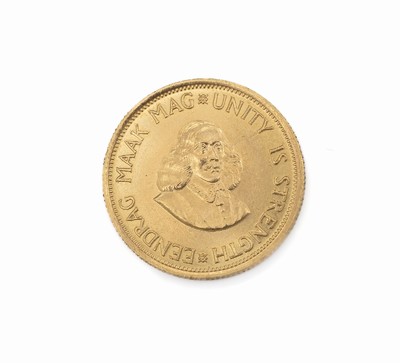 Goldmünze 2 Rand Südafrika 1969, Springbock, Unity ist strength, Eendrag Maak Mag