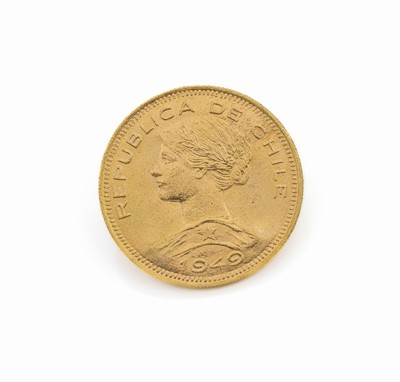 100 Pesos Goldmünze Chile 1949, Cien Pesos, Diez Concordes, Repulica de Chile