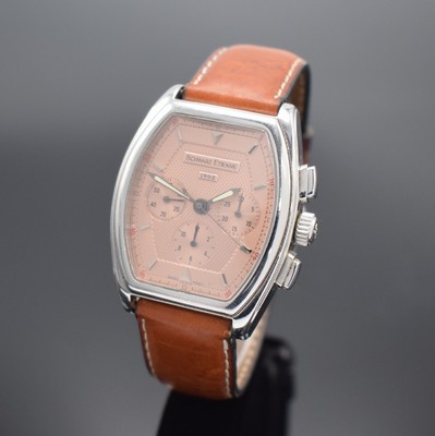 SCHWARZ-ETIENNE Villeroy Herrenarmbanduhr mit Chronograph Kaliber Lemania 1874, Schweiz um 1997, Handaufzug, 2-teil. Geh. in Edelstahl, Boden 4-fach ...