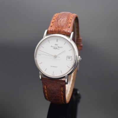IWC Portofino Herrenarmbanduhr in Stahl Referenz 3513 1, Schweiz um 1990, Automatik, 4-fach verschr. Geh., weißes Zifferbl., silb. Indizes & Zeiger, ...
