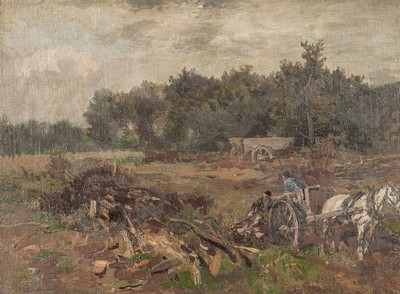 Gregor von Bochmann, 1850 Gut Nehhat/Estland -1930 Hösel, Stipendiats-Studium an der Akademie Düsseldorf, wohl estnische Landschaft mit ...