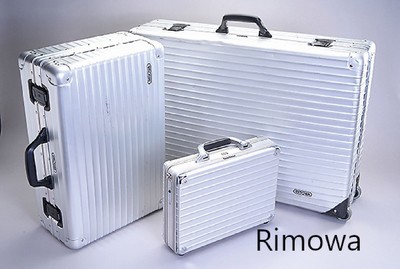 Konvolut 2 RIMOWA Koffer und 1 RIMOWA Aktenkoffer, Aluminium, zeitloses Design, 1 x mit Rollen, Aktenkoffer mit Zahlenschloß, alle 3 abschließbar, ...