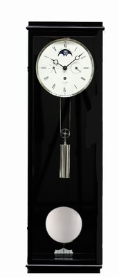 ERWIN SATTLER astronomischer Seilzugregulator Classica K 100 mit 30 Tage Gangdauer, Deutschland um 2005, Geh. m. schwarzem Schleiflack, Tür mit ...