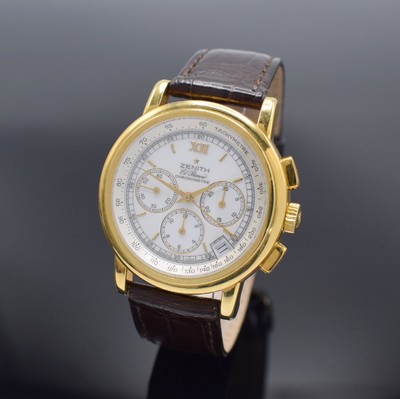 ZENITH El Primero Chronometre Herrenarmbanduhr mit Chronograph in GG 750/000 Referenz 30-0380.400, Schweiz um 1993, Automatik, massives 2-teil. ...