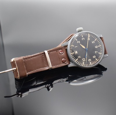 STOWA Fliegeruhr FL 23883 nahezu neuwertige Uhr am original Band, Deutschland um 1940, Handaufzug, grau lackiertes Metallgeh., Boden & Glasrand ...
