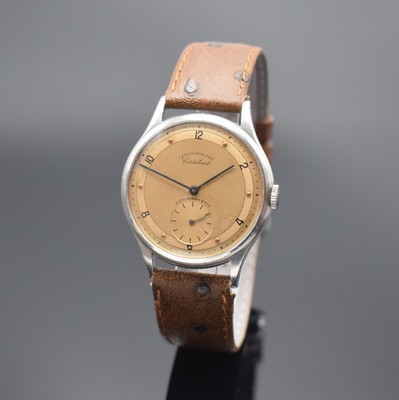 CORTEBERT Chronometre sehr seltenes Armbandchronometer in Stahl, Schweiz um 1945, Handaufzug, 3-tlg. Geh., Boden & Glasrand aufgedr., Lachsfarb. ...