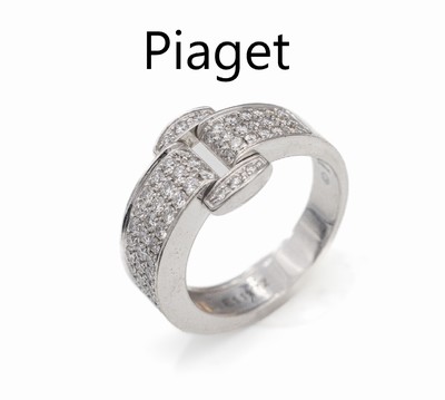 18 kt Gold PIAGET Diamant-Ring, WG 750/000,66 Diamanten zus. ca. 1.0 ct Weiß/vs-si, RW 55, sign. und num., ca. 9.7 g