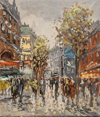Gerardo Giulio de Simone, geb. 1936, Straßenansicht, wohl Paris, Öl/Lwd, ca. 35x30cm, R. ca. 60x55cm