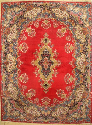 Kerman, Persien, ca. 60 Jahre, Wolle auf Baumwolle, ca. 407 x 305 cm, EHZ: 2, verschmutzt