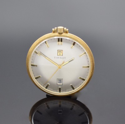 TISSOT Frackuhr in GG 585/000 Referenz 6399, Handaufzug, Schweiz um 1970, Boden mit Gravur im Innern aufgedr., vers. Zifferbl. m. aufgel. Indizes, ...