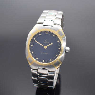 OMEGA Seamaster Polaris Herrenarmbanduhr mit Multifunktionen, Schweiz um 1985, quarz mit digitaler & analoger Anzeige, Edelstahlgeh. teils m. Gold ...