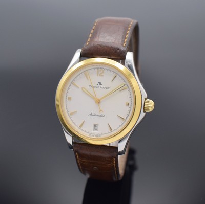 MAURICE LACROIX Herrenarmbanduhr in Edelstahl Referenz 68641, Automatik, Schweiz um 2000, Edelstahlgeh. inkl. Lederband m. orig. Dornschl., verg. ...