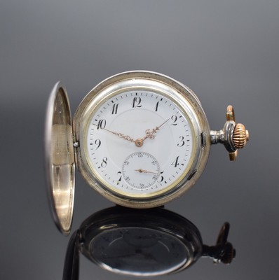 CHRONOMETRE ALPINA Savonette Herrentaschenuhr No. 112819 in 900er Silber, Schweiz um 1910, glattes 3 Deckel Silbergeh. l. dell., 2-teil. ...