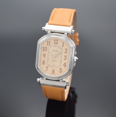 FORGET Continental S ungetragene Armbanduhr in Edelstahl, Schweiz um 1990, Automatik, aufw. Geh. beids. vergl., abnehmbare Bandanstöße, Boden ...