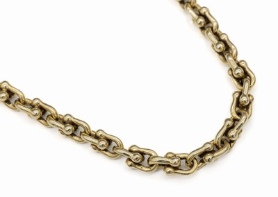 14 kt Gold Collier, GG 585/000, L. ca. 45 cm, Karabinerschließe, ca. 30.1 g, Reinigung notwendig