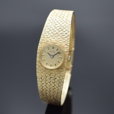 ZENTRA Damenarmbanduhr in GG 585/000, Schweiz um 1965, Handaufzug, Boden aufgedr., champagnerfarb. Zifferbl. m. aufges. Std.- Ind., schwarze Zeiger, ...