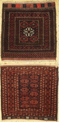 Paar Belutsch Taschenfront, Persien, um 1920/1930, Wolle auf Wolle, ca. 74 x 70 cm, EHZ: 2
