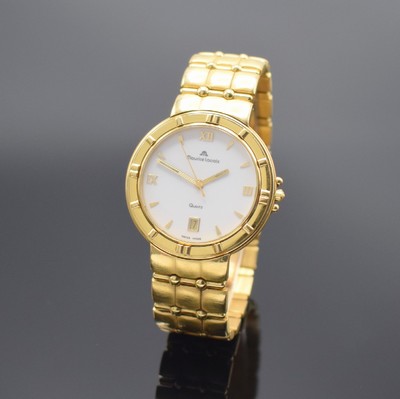 MAURICE LACROIX Herrenarmbanduhr in GG 750/000, quarz, Schweiz um 1995, massives Geh. inkl. Gliederband m. dopp. Faltschl., Boden aufgedr., ...
