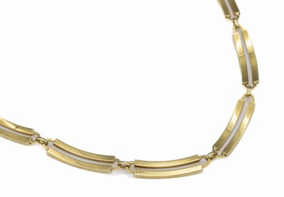 14 kt Gold Collier, GG 585/000, 2-reihig, L. ca. 40.5 bis 44 cm, Federringschließe, ca. 15.2 g