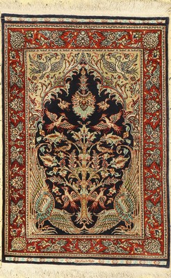 Hereke Seide, Türkei, signiert(Chinar), ca.50 Jahre, reine Naturseide, ca. 85 x 57 cm, EHZ: 1