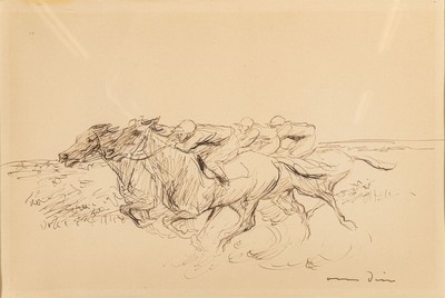 Otto Dill, 1884 Neustadt a. d. Weinstraße- 1957 Bad Dürkheim, Beim Pferderennen, Tuschfederzeichnung, rechts unten handsigniert, ca. 28x43cm, ...