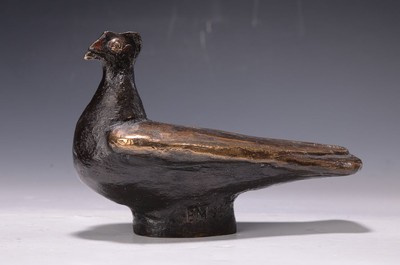 Bronzeskulptur, Taube, monogrammiert E.M., datiert 95