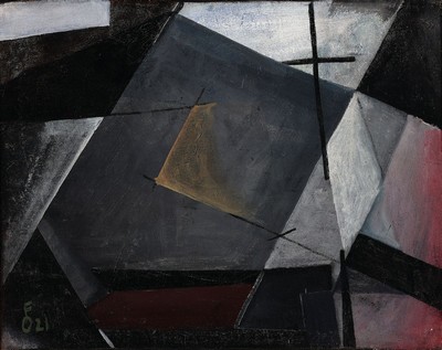 Oskar Fischer, 1892 Karlsruhe-1955 Berlin, Abstrakte Komposition, Öl/Lwd, links unten monogr. und dat. 21, ca. 41x51.8cm, R. ca. 58x68cm