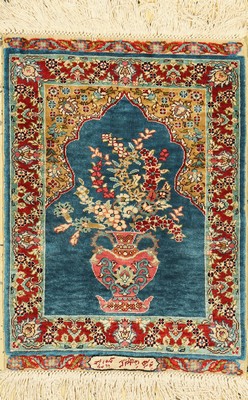 Hereke Seide fein, Türkei, ca. 50 Jahre, reine Naturseide, ca. 54 x 33 cm, EHZ: 1