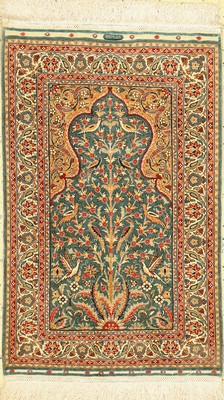 Hereke Seide fein, Türkei, signiert "Chinar", ca. 50 Jahre, reine Naturseide, ca. 90 x 58 cm, ca. 1,0 Mio.Kn/qm, EHZ: 1