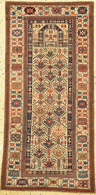 Antiker Akstafa, Gebetsteppich, Kaukasus, 19.Jhd, Wolle auf Wolle, ca. 174 x 83 cm, EHZ:2, fachkundig restauriert