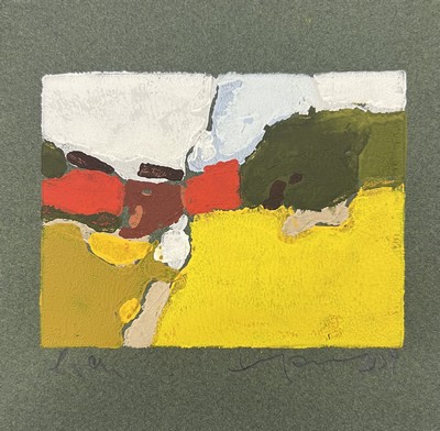 Klaus Fußmann, geb. 1938 Velbert, Linolschnitt, "Landschaft mit Raps", sign., dat. 2009, num. e.a., ca. 15x15 cm