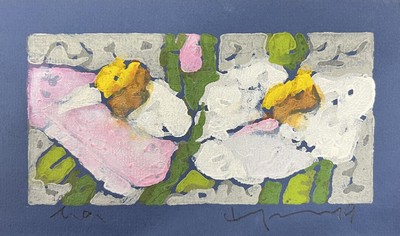 Klaus Fußmann, geb. 1938 Velbert, "Kirschblüten", Linolschnitt, sign., num., ca. 11x18 cm