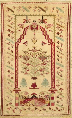 Antiker Mudjur, Türkei, um 1900, Wolle auf Wolle, ca. 161 x 102 cm, minimal verkürzt, EHZ: 2