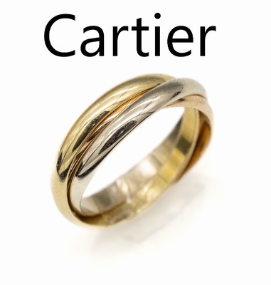 18 kt Gold CARTIER Trinity Ring, GG/WG/RoseG 750/000, sign. und num. RW 52