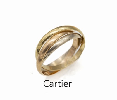 18 kt Gold CARTIER-Trinity-Ring, GG/WG/RoseG 750/000, RW 56, sign. und num.