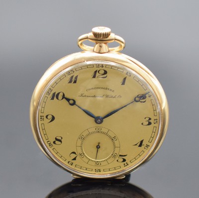 IWC Herrentaschenuhr Kaliber 73 in GG 585/000, Schweiz um 1926, glattes Geh., gold. Zifferbl. bez. "Chronomètre International Watch Co", ...