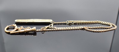 Roségold 585/000 Taschenuhrkette mit Toledo Taschenmesser & Schlüssel, neuzeitliche Flachpanzerkette mit Karabiner & Federring, daran Messer & ...