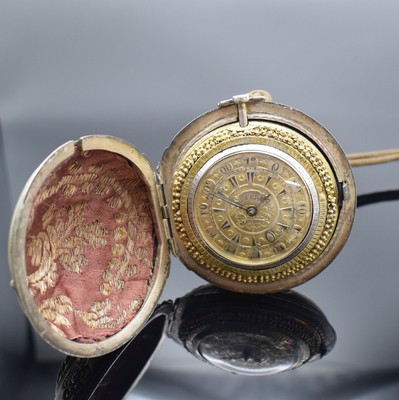 G. PRIOR große 4 Gehäuse Spindeltaschenuhr, England für den osmanischen Markt um 1820, Schlüsselaufzug, glattes Geh. und Übergeh. in Silber ...