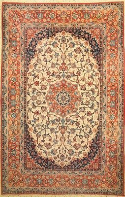 Esfahan fein, Persien, um 1960, Korkwolle, ca. 235 x 155 cm, ca. 1,0 Mio. Kn/qm, EHZ: 2 (Morsch)