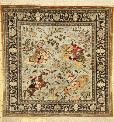 Ghom Seide, Persien, um 1950, reine Naturseide, ca. 122 x 122 cm, EHZ: 2