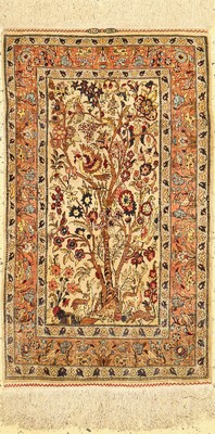 Hereke Seide fein, Türkei, signiert, um 1950, reine Naturseide, ca. 100 x 60 cm, ca. 1,0 Mio. Kn/qm, EHZ: 1-2