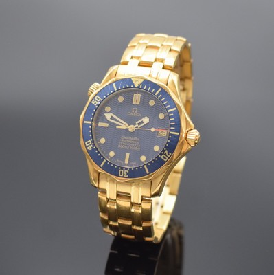 OMEGA Herrenarmbanduhr Seamaster Professional Chronometer in GG 750/000 Referenz 168.1502, Schweiz um 1995, Automatik, Boden & Krone verschr., ...