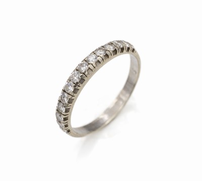 14 kt Gold Halbmemoryring mit Brillanten, GG 585/000, 14 Brillanten zus. ca. 0.50 ct Weiß/si, RW 54